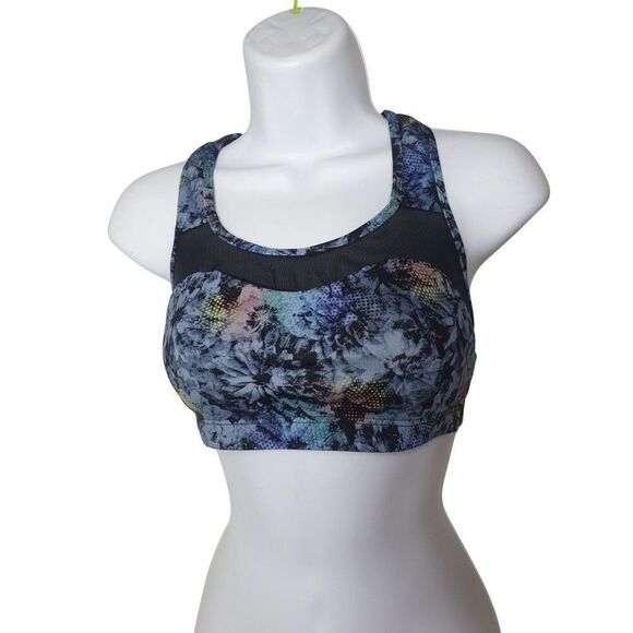 TYR Womens Competitor Sports Bra S Racerback Mesh Abstract Floral Print - Picture 1 of 4